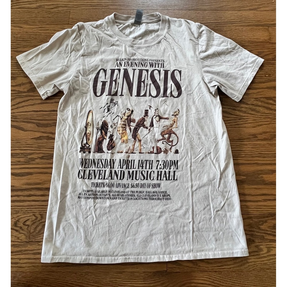 Genesis Band Cleveland Music Hall Concert Graphic T-Shirt Tan Small Gildan